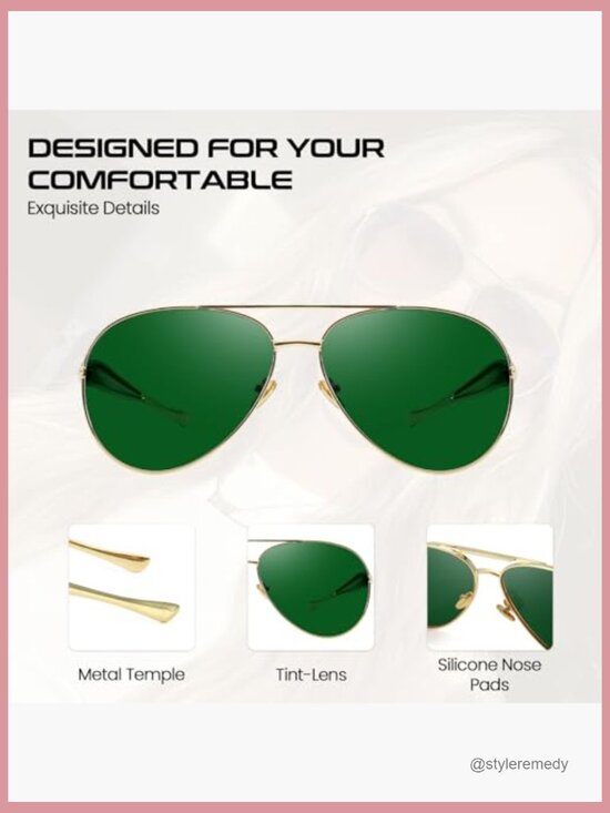 Gold Aviator Sunglasses Polarized UV400 Metal Frame main image 7